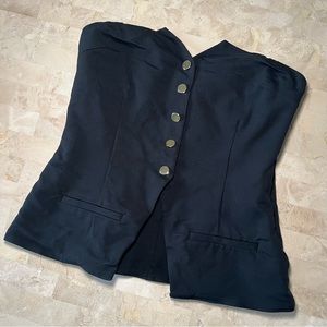 Reformation Button Down Blazer Tube Top in Black